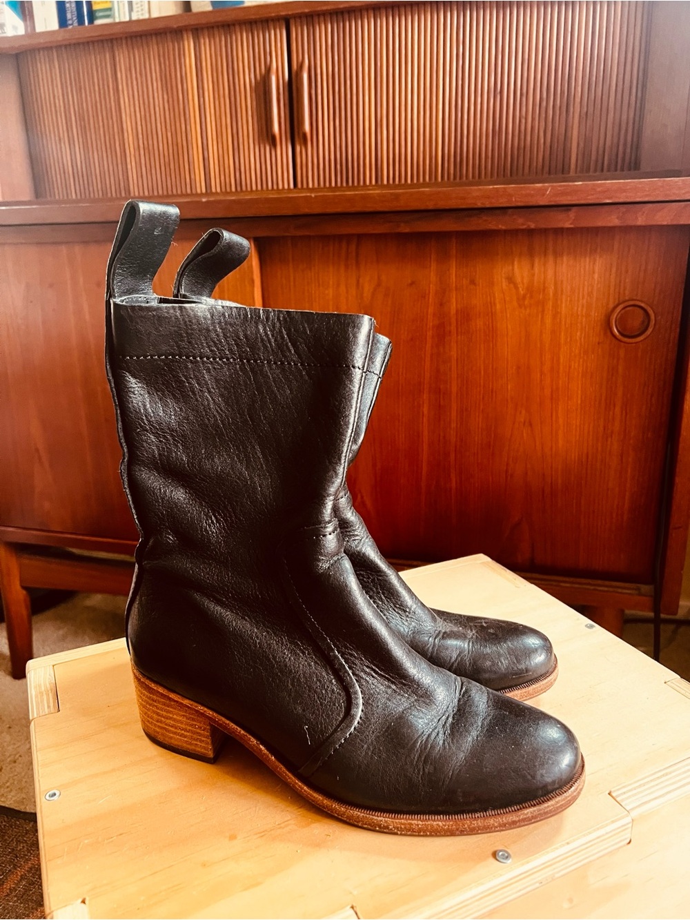 Kork-Ease Black Leather Moto Boots
